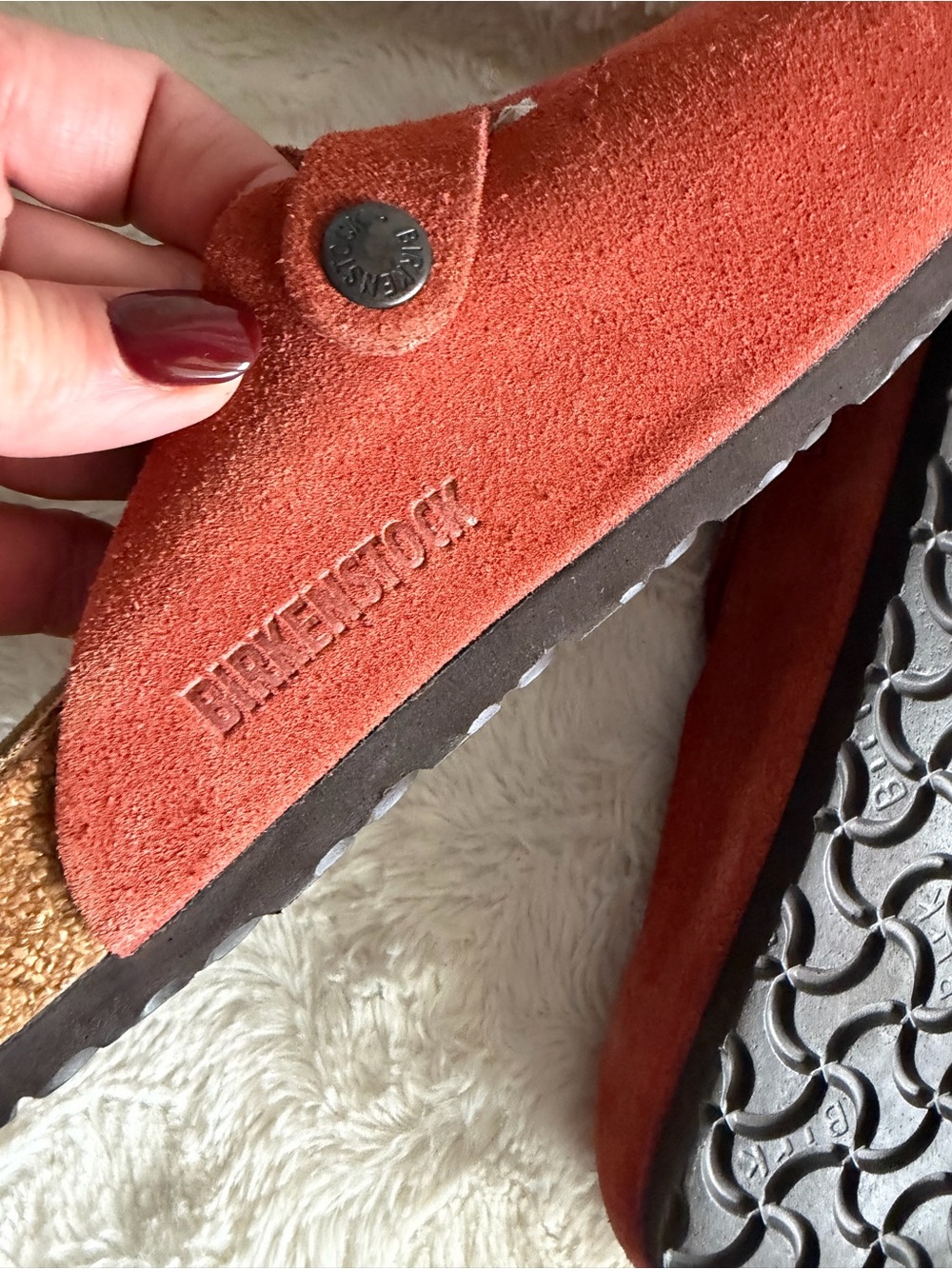 NEW!! Birkenstock Boston Suede Clog in Rust Orange - Picture 7 of 9